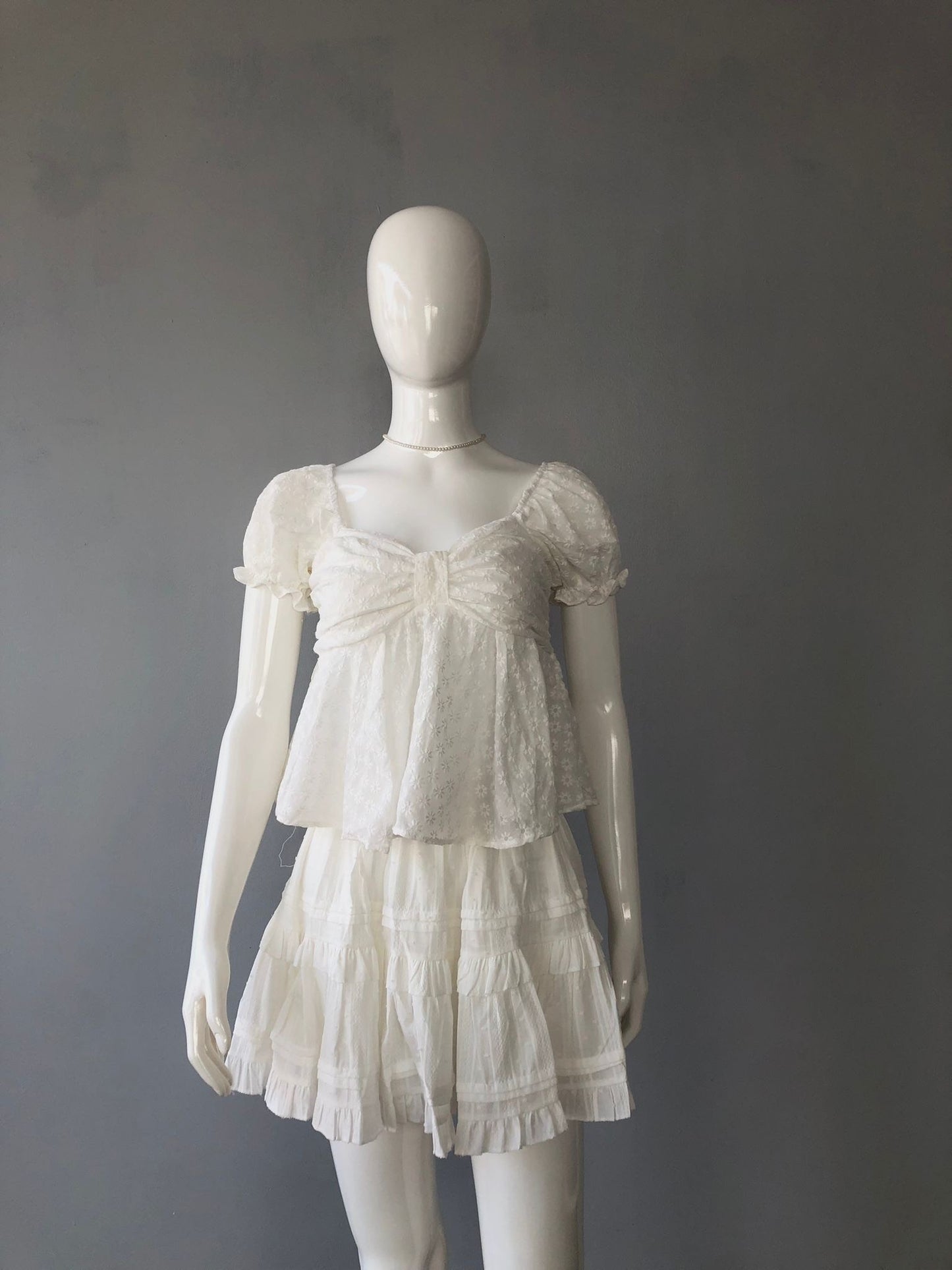 White Off-Shoulder Lace Peplum Crop Top - Romantic Vintage Inspired Blouse