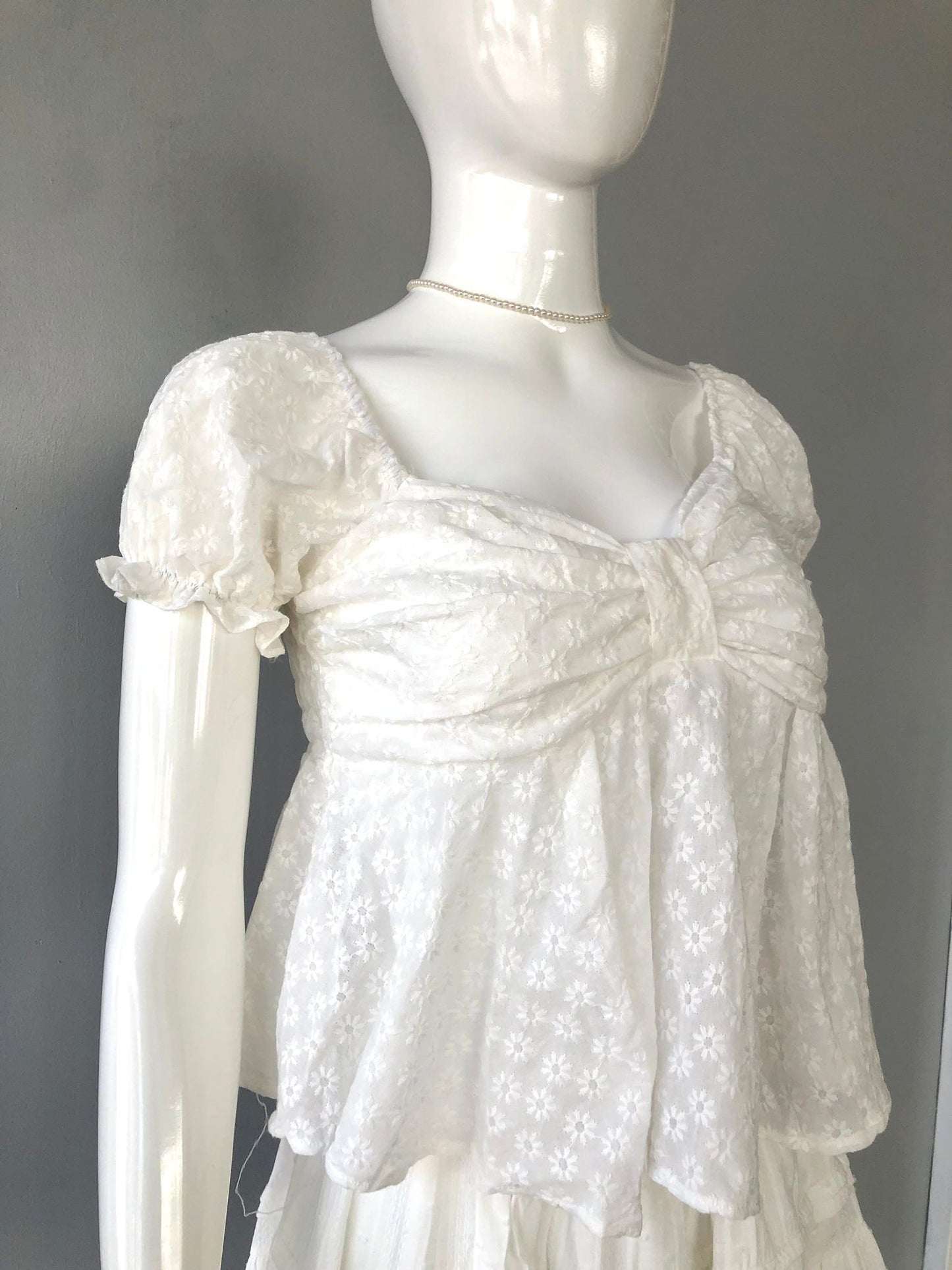 White Off-Shoulder Lace Peplum Crop Top - Romantic Vintage Inspired Blouse