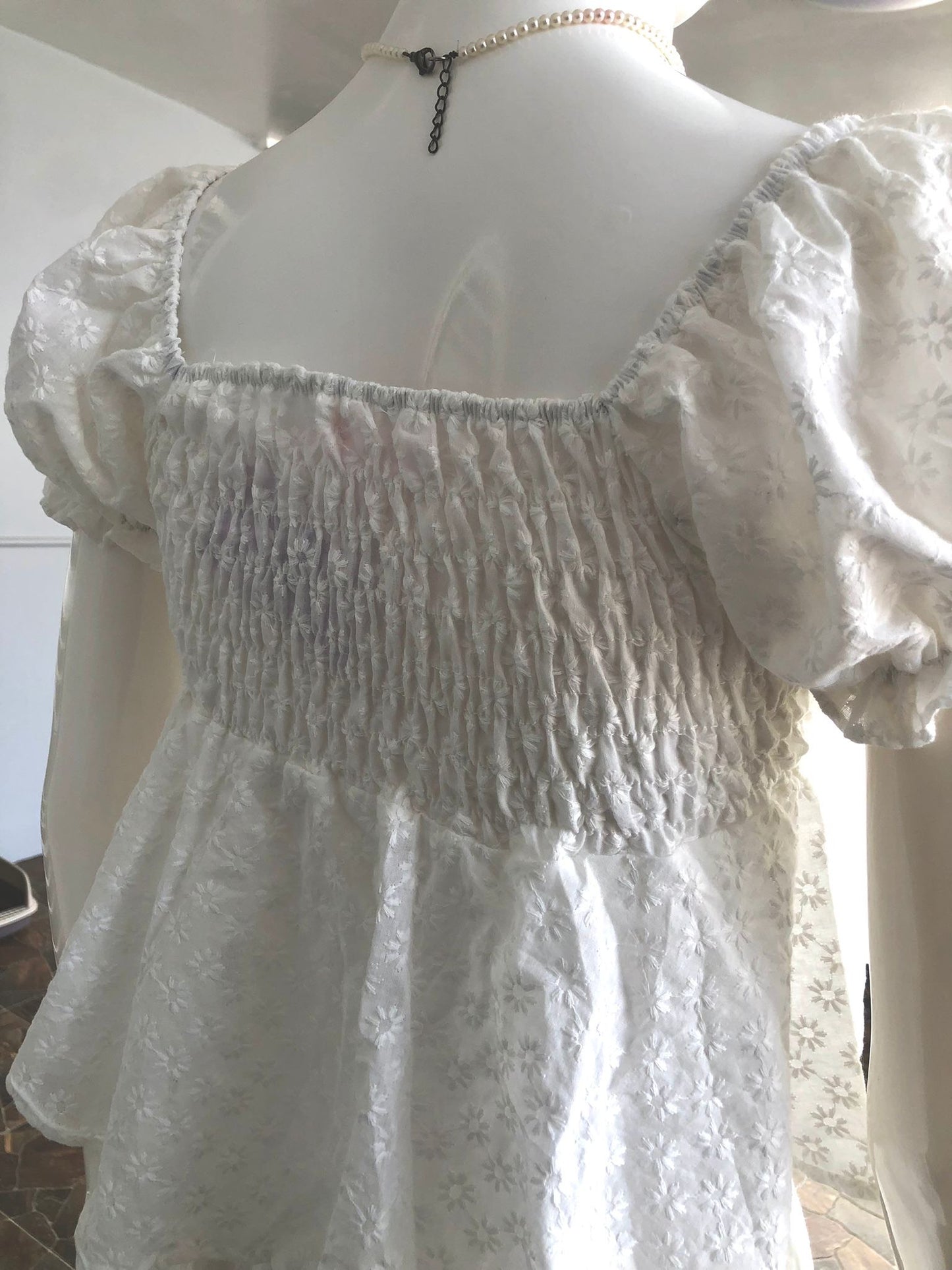 White Off-Shoulder Lace Peplum Crop Top - Romantic Vintage Inspired Blouse