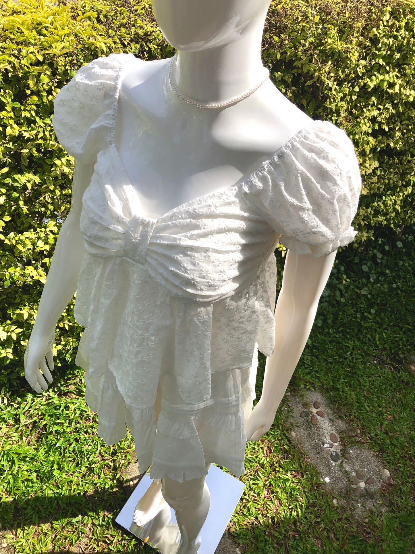White Off-Shoulder Lace Peplum Crop Top - Romantic Vintage Inspired Blouse