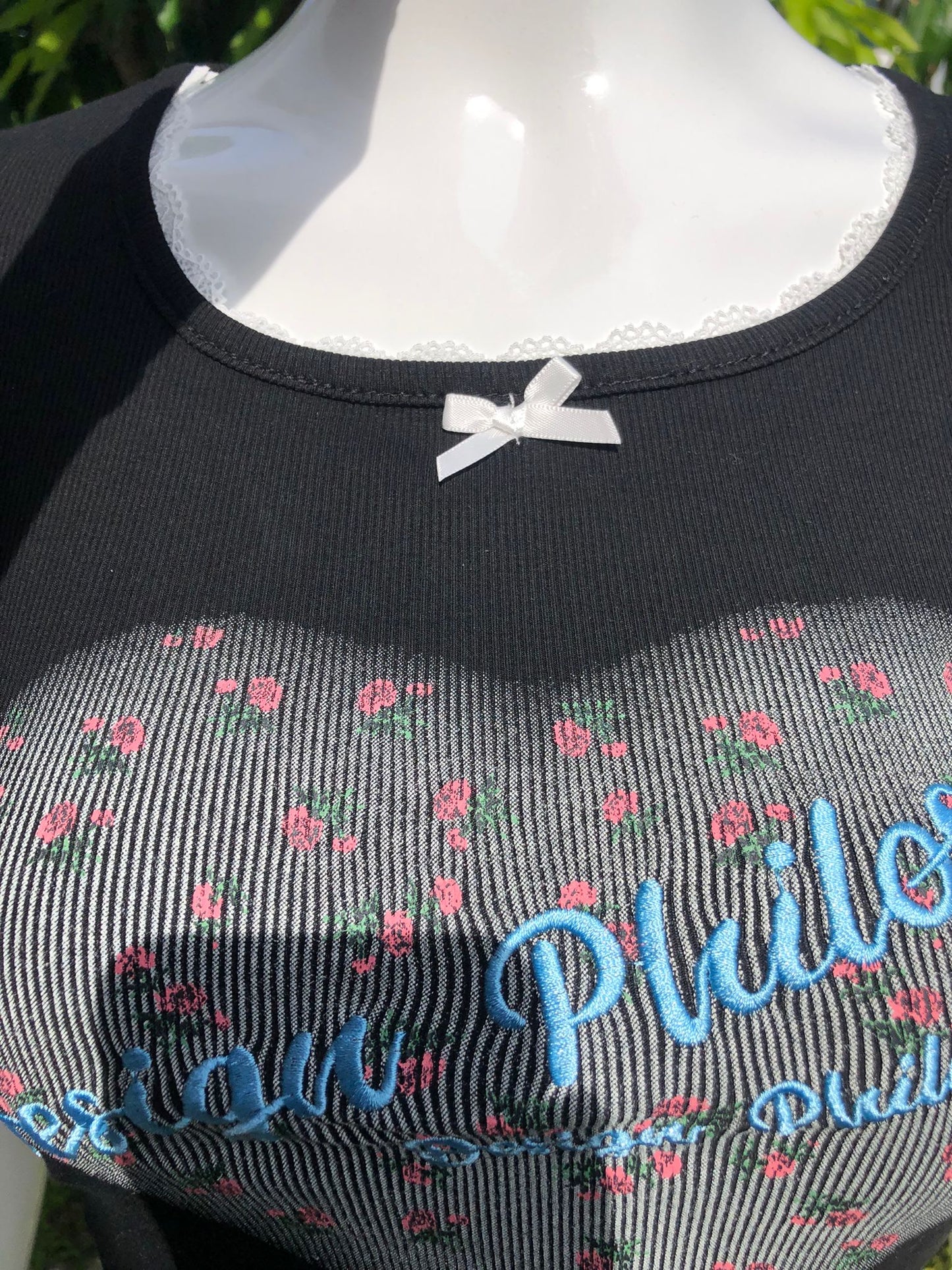 Black "Design Philosophy" Mesh Heart Crop Top
